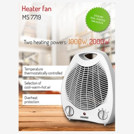 Mesko | Heater | MS 7719 | Fan heater | 2000 W | White