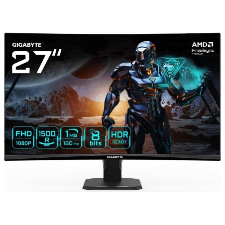 Gigabyte LCD Monitor|GIGABYTE|GS27FC Gaming Monitor|27"|Gaming/Curved|Panel VA|1920x1080|16:9|180Hz|Matte|1 ms|Tilt|Colour Black