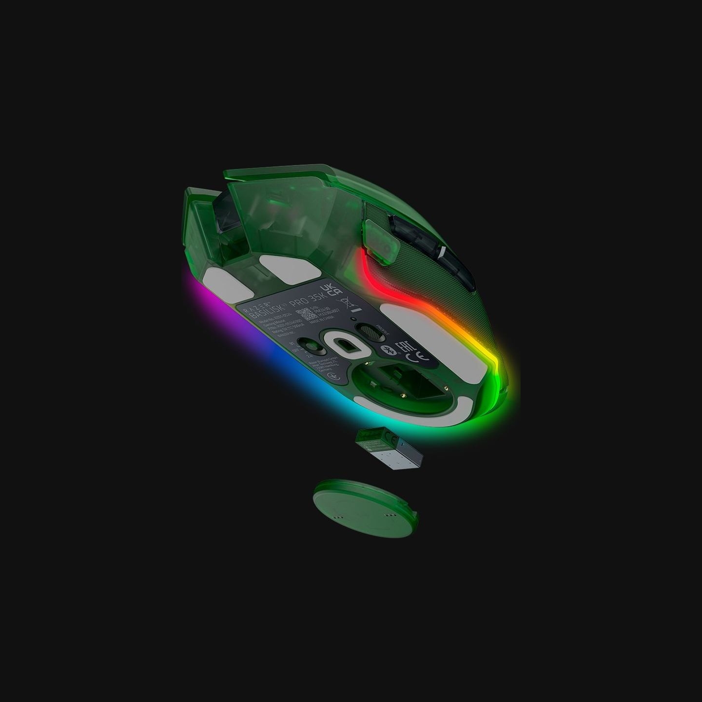 Razer | Basilisk V3 Pro 35K | Gaming Mouse | Wireless/Wired | Phantom Green Edition