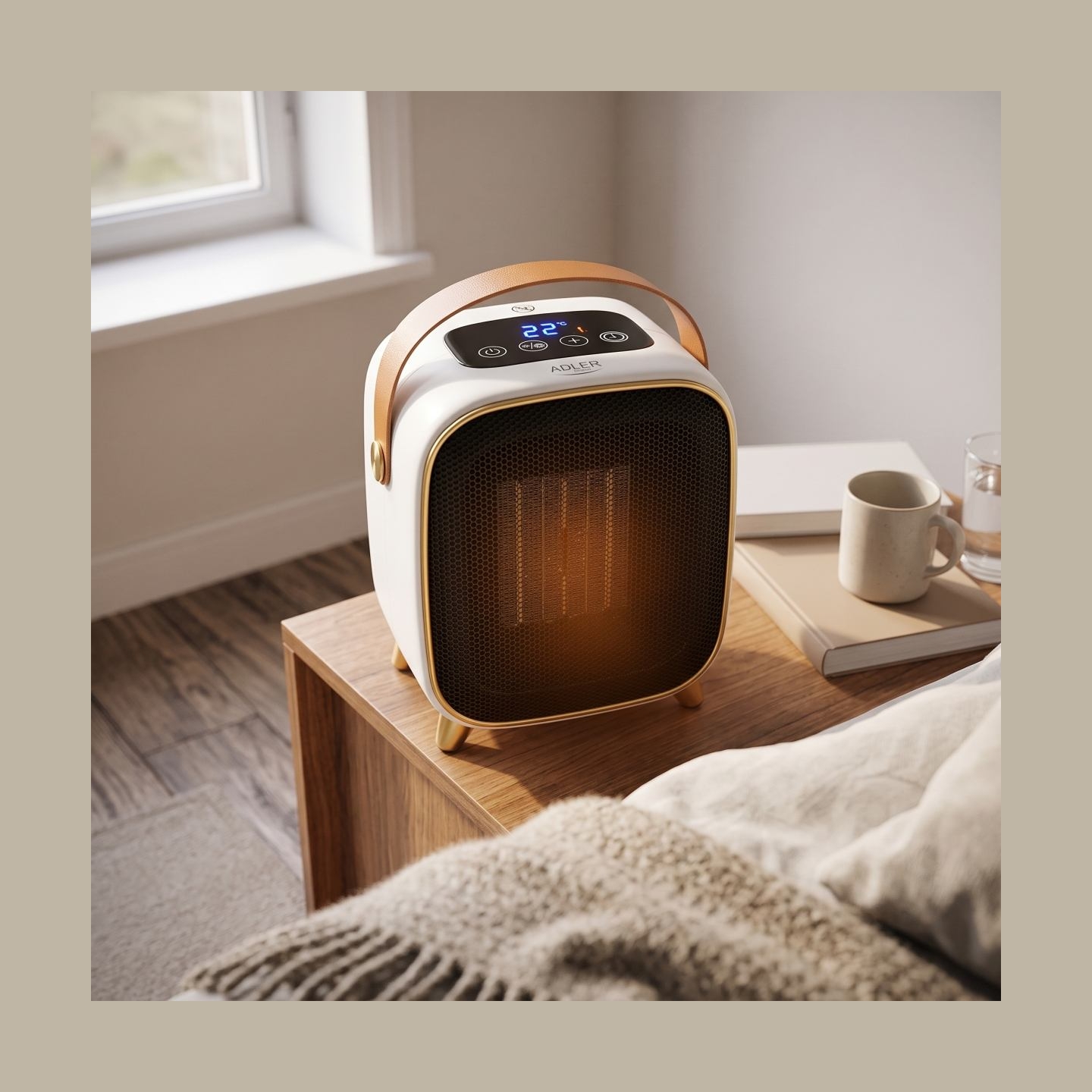 Adler AD 7762 Ceramic Fan Heater with LED Display, Cool Air Fan