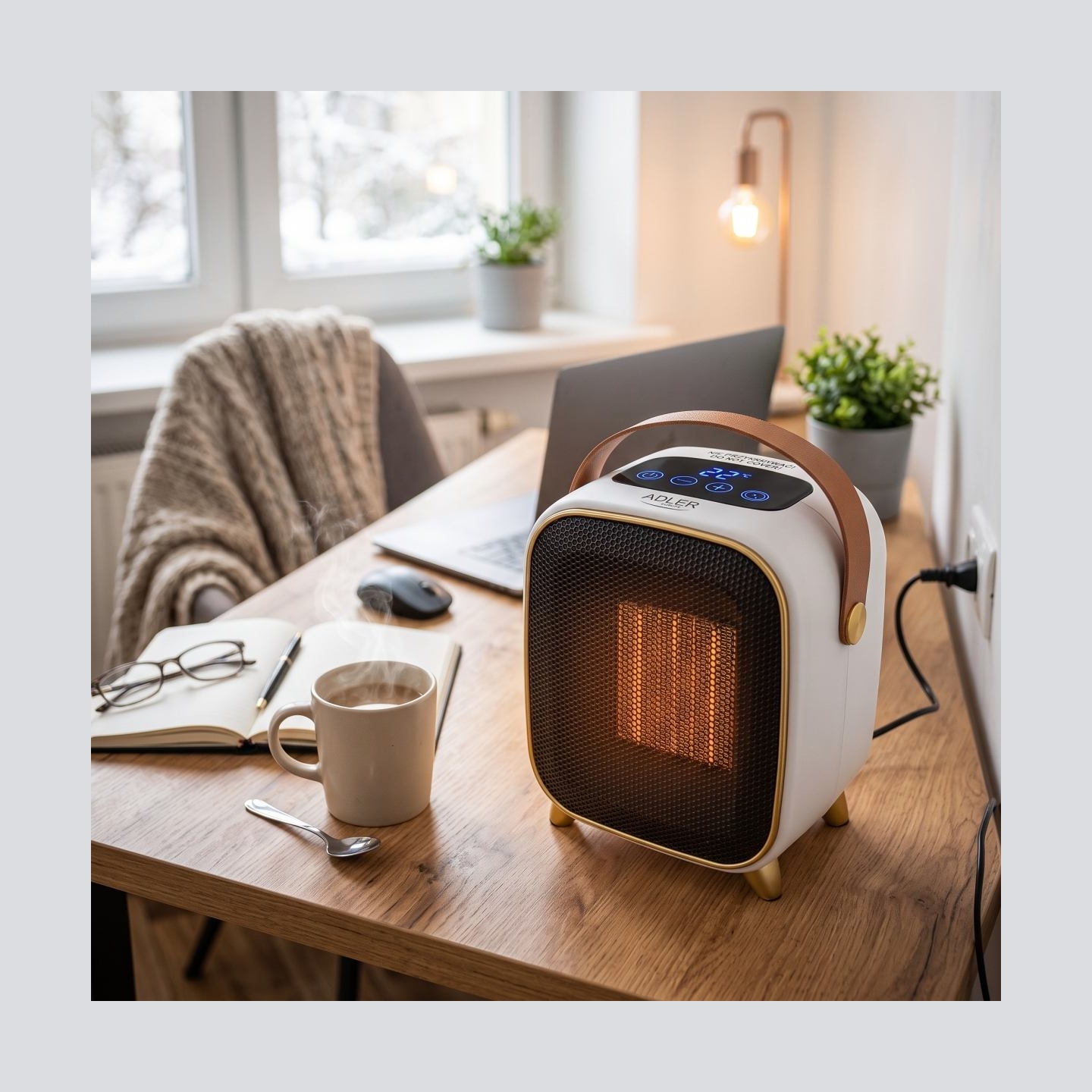 Adler AD 7762 Ceramic Fan Heater with LED Display, Cool Air Fan
