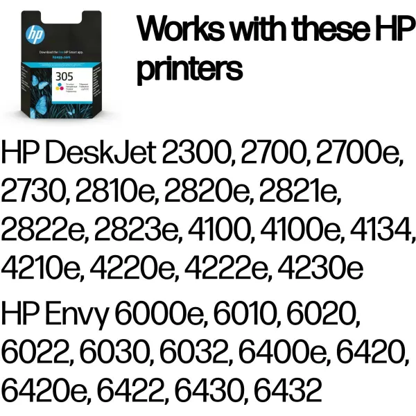 HP 305 Tri-Color Ink Cartridges, 100 pages, for HP DeskJet 2300, 2710, 2720, Plus 4100 / 3YM60AE