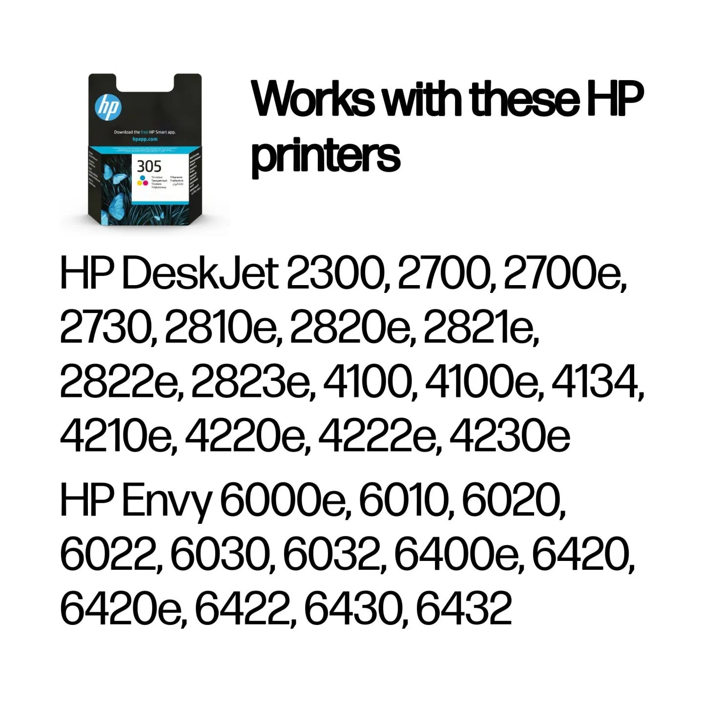 HP 305 Tri-Color Ink Cartridges, 100 pages, for HP DeskJet 2300, 2710, 2720, Plus 4100 / 3YM60AE