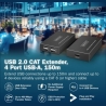 Digitus Category 6 UTP USB 2.0 Extender up to 150m, 4× USB-A up to 480 Mbps, 1× RJ45 (Gigabit Ethernet) - Kit (Receiver/Transmit