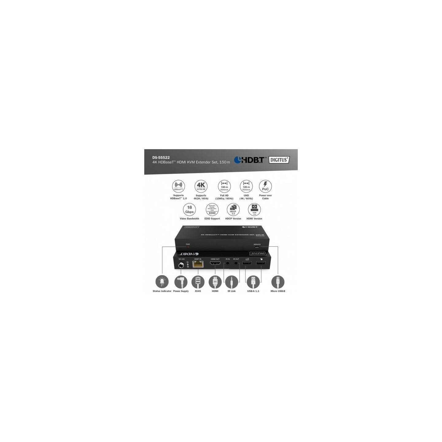 Digitus HDMI extender DS-55522