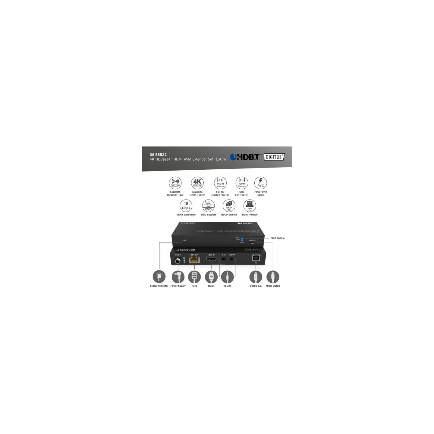 Digitus HDMI extender DS-55522