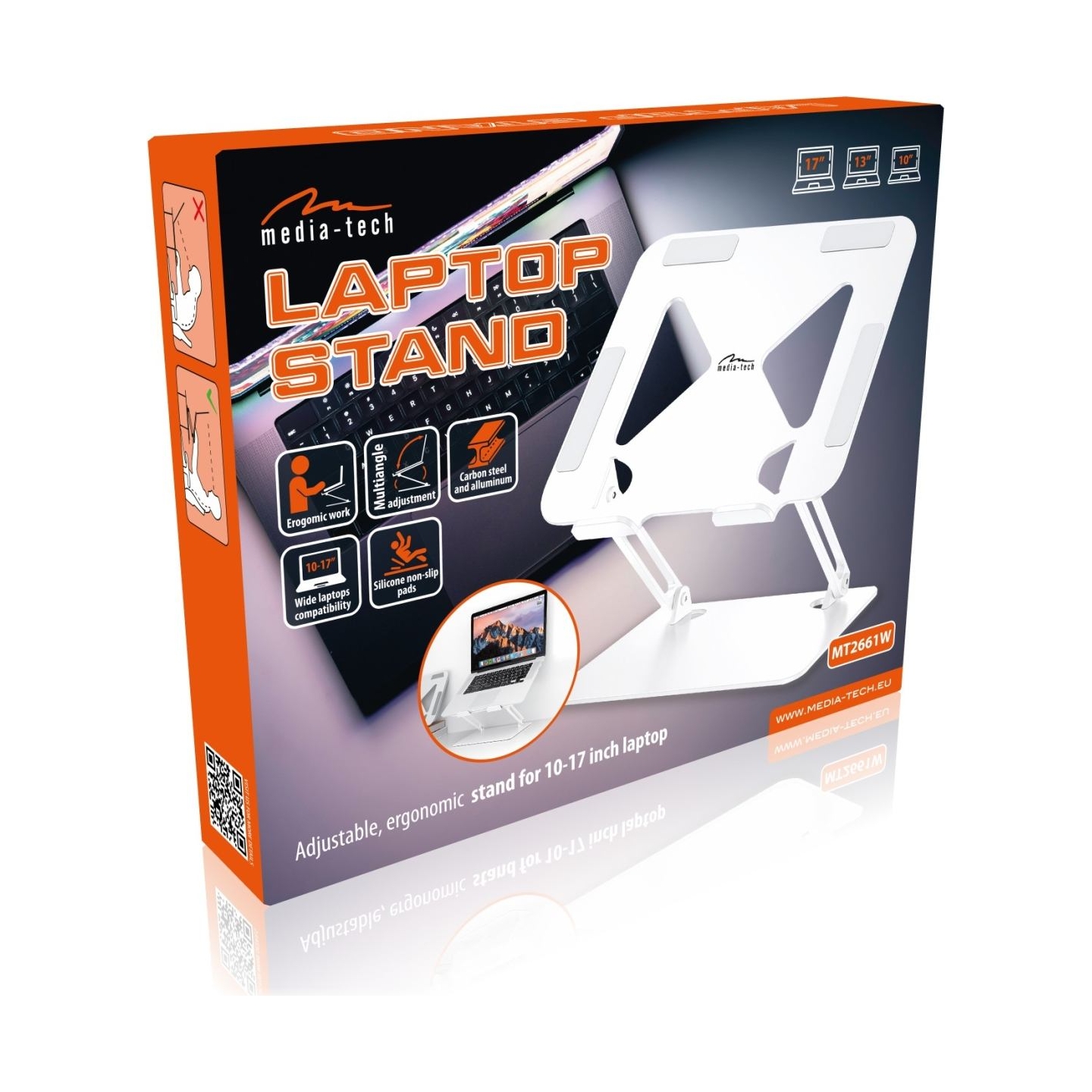 Media-Tech MT2661W Laptop Stand for 10-17 inch White