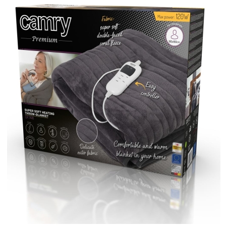 Camry | Electric blanket | CR 7418 | Number of heating levels 7 | Number of persons 1 | Washable | Coral fleece | 110-120 W | Br