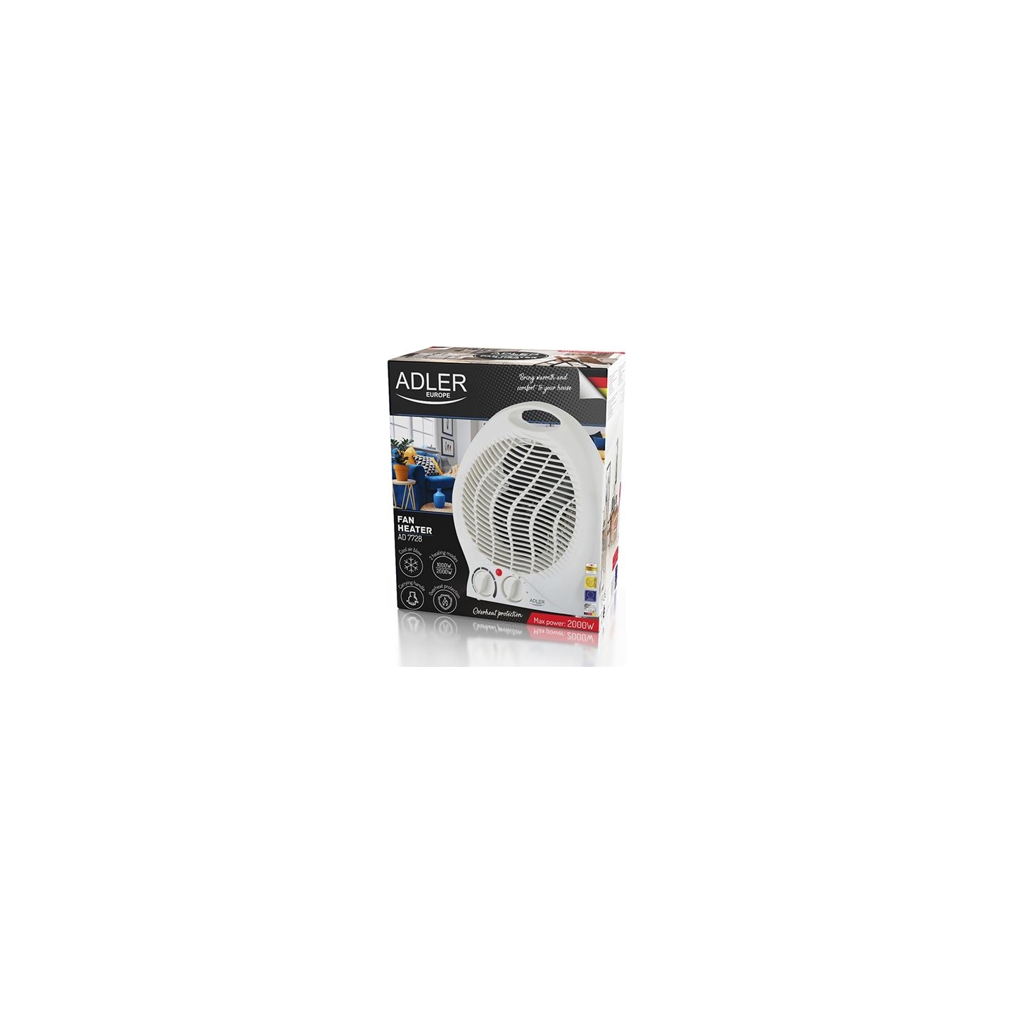 Adler | Heater | AD 7728 | Fan Heater | 2000 W | Number of power levels 2 | White