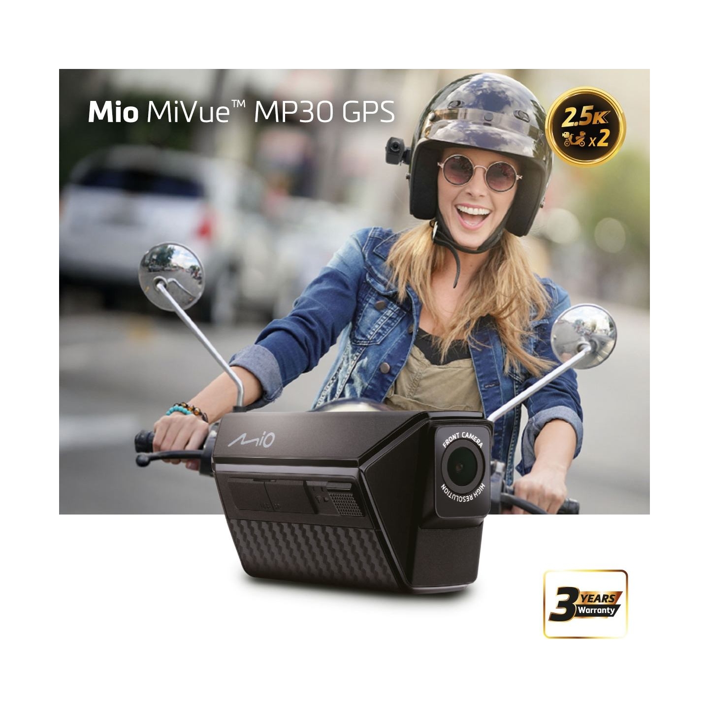 MIO | MiVue MP30 Dual 2.5K Rider Dash Cam | GPS (satellite)