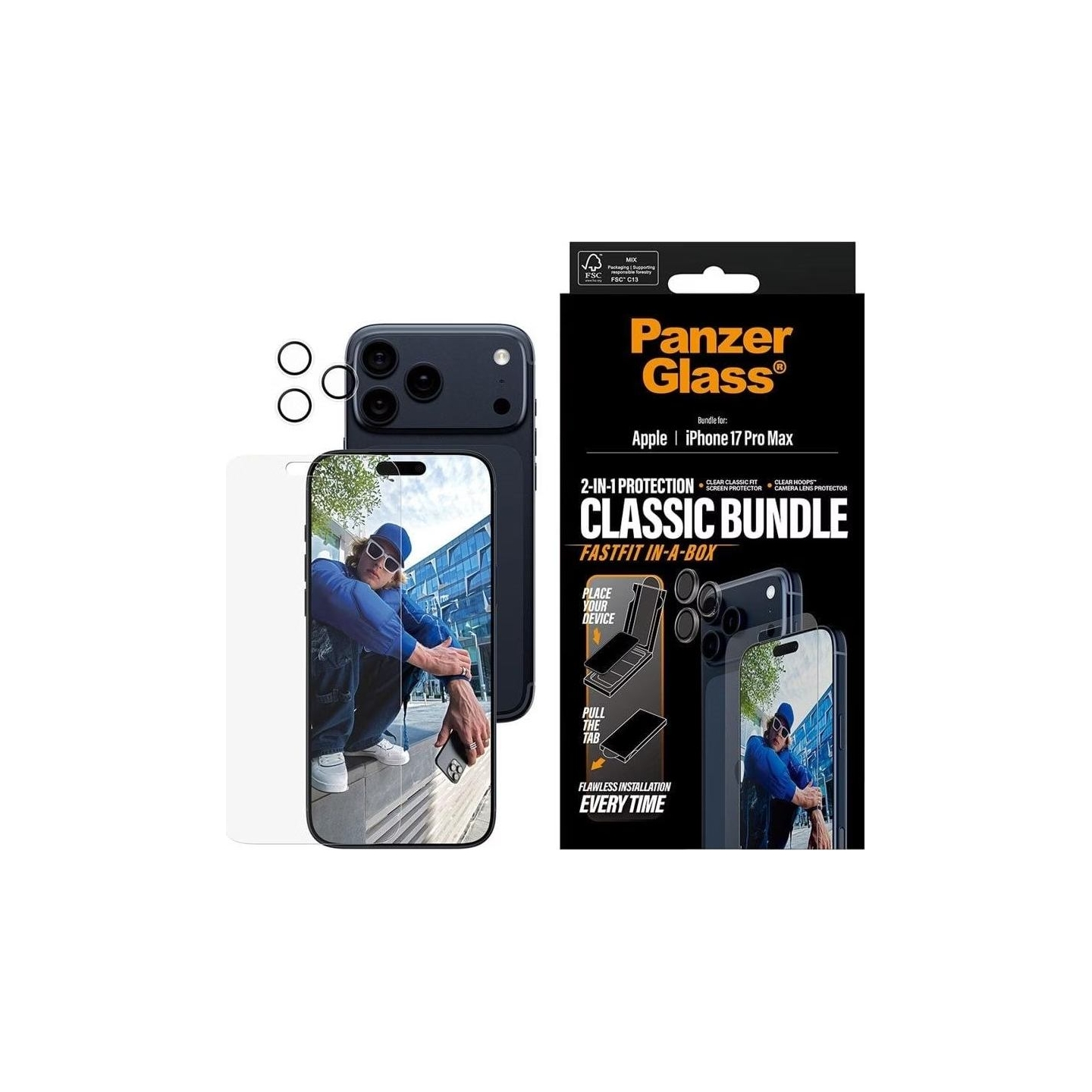 Panzerglass 2-in-1 Classic Bundle | Screen Protector/Lens protector | Apple | iPhone 17 Pro Max | Transparent