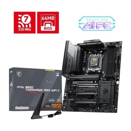 MSI MAG B850 TOMAHAWK MAX WIFI II | Processor family AMD | Processor socket AM5 | DDR5 | Supported hard disk drive interfaces SA