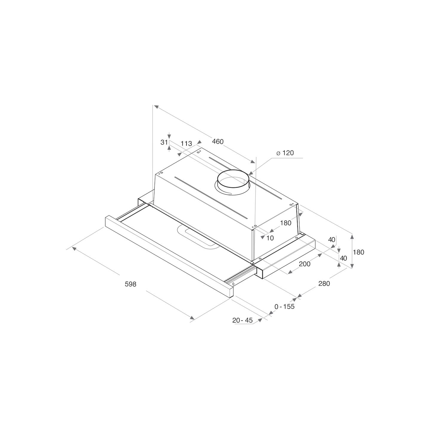 Whirlpool Hood AKR 750 G K, Built under, Telescopic, Black  60cm 304 m3/h / AKR750GK