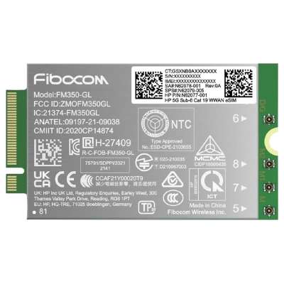 HP 5G Modem m.2 WWAN 4G/5G Sub-6 GHz FM350-GL Mobile Broadband Cellular (compatible with WWAN-ready EliteBook 830 835 840 845 86
