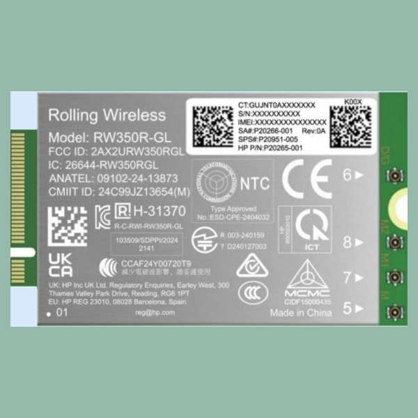 HP 4G LTE Modem m.2 WWAN Cat 19 Mobile Broadband Cellular (compatible with WWAN-ready EliteBook 8 X - G1i G1a - 13 14 16, Flip, 