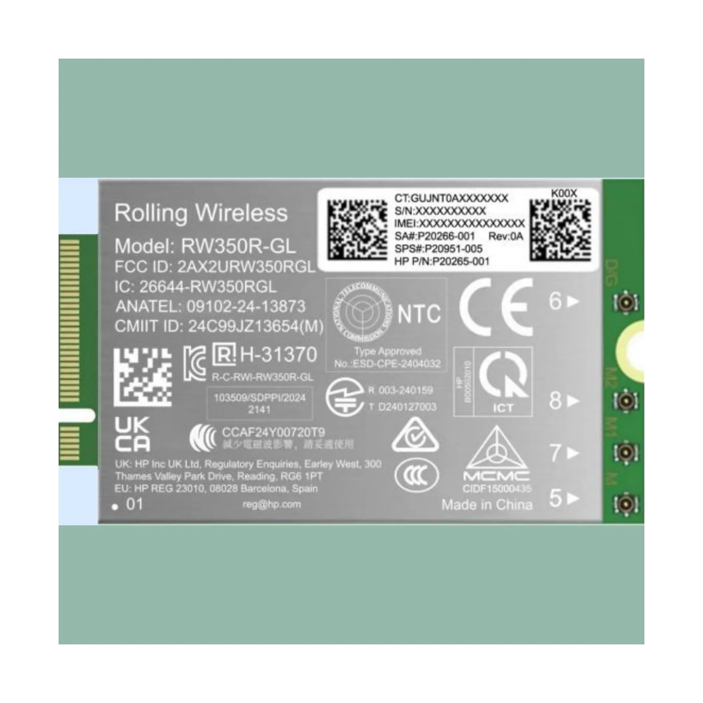 HP 4G LTE Modem m.2 WWAN Cat 19 Mobile Broadband Cellular (compatible with WWAN-ready EliteBook 8 X - G1i G1a - 13 14 16, Flip, 