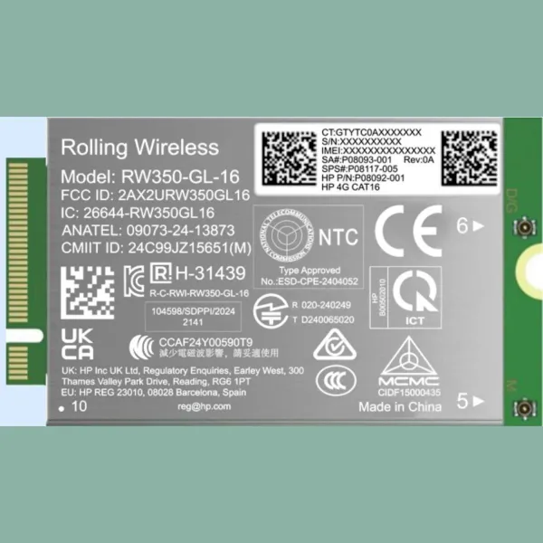 HP 4G LTE Modem m.2 WWAN Cat 16 Mobile Broadband Cellular (compatible with WWAN-ready ProBook EliteBook 4 6 - G1i G1a - 13 14 16