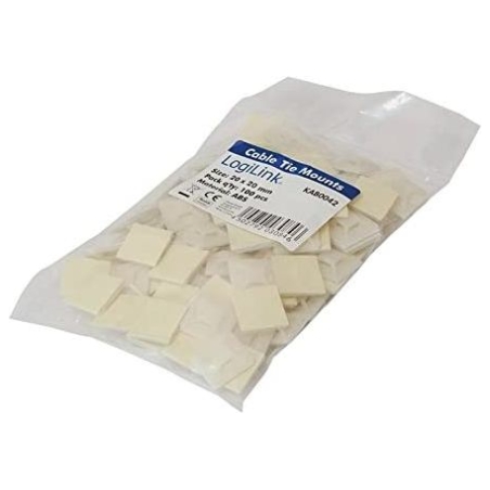 Logilink Cable Tie Mounts 20x20 mm | KAB0042 | Self-adhesive, for cable ties