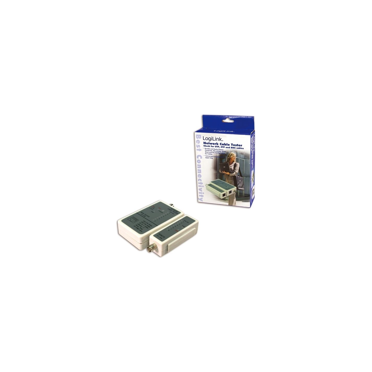 Logilink | Cable tester for RJ45 and BNC with remote unit