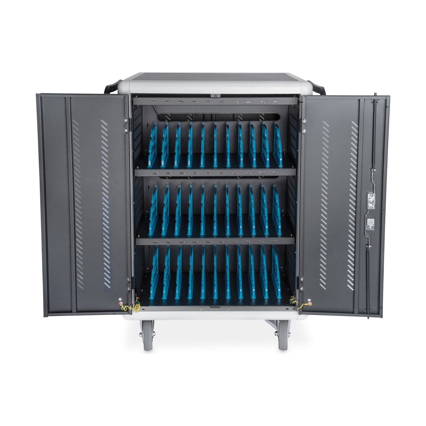 Digitus | Black | Charging Trolley 30 Notebooks / Tablets up to 16" | Pressure lock system with swiveling lever handle on the fr