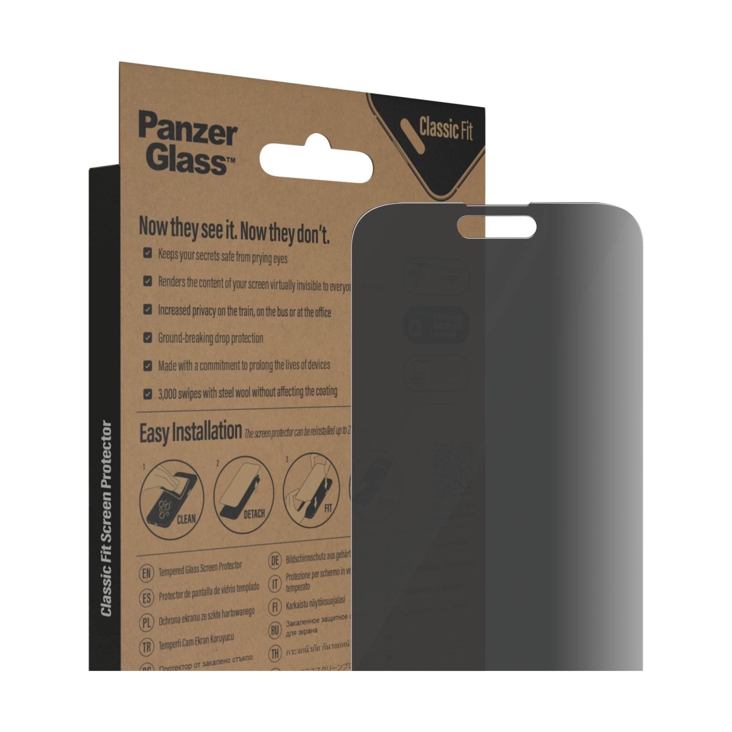 Panzerglass | Screen protector | Apple | iPhone 14 Pro Max | Glass | Black | Classic Fit | Privacy