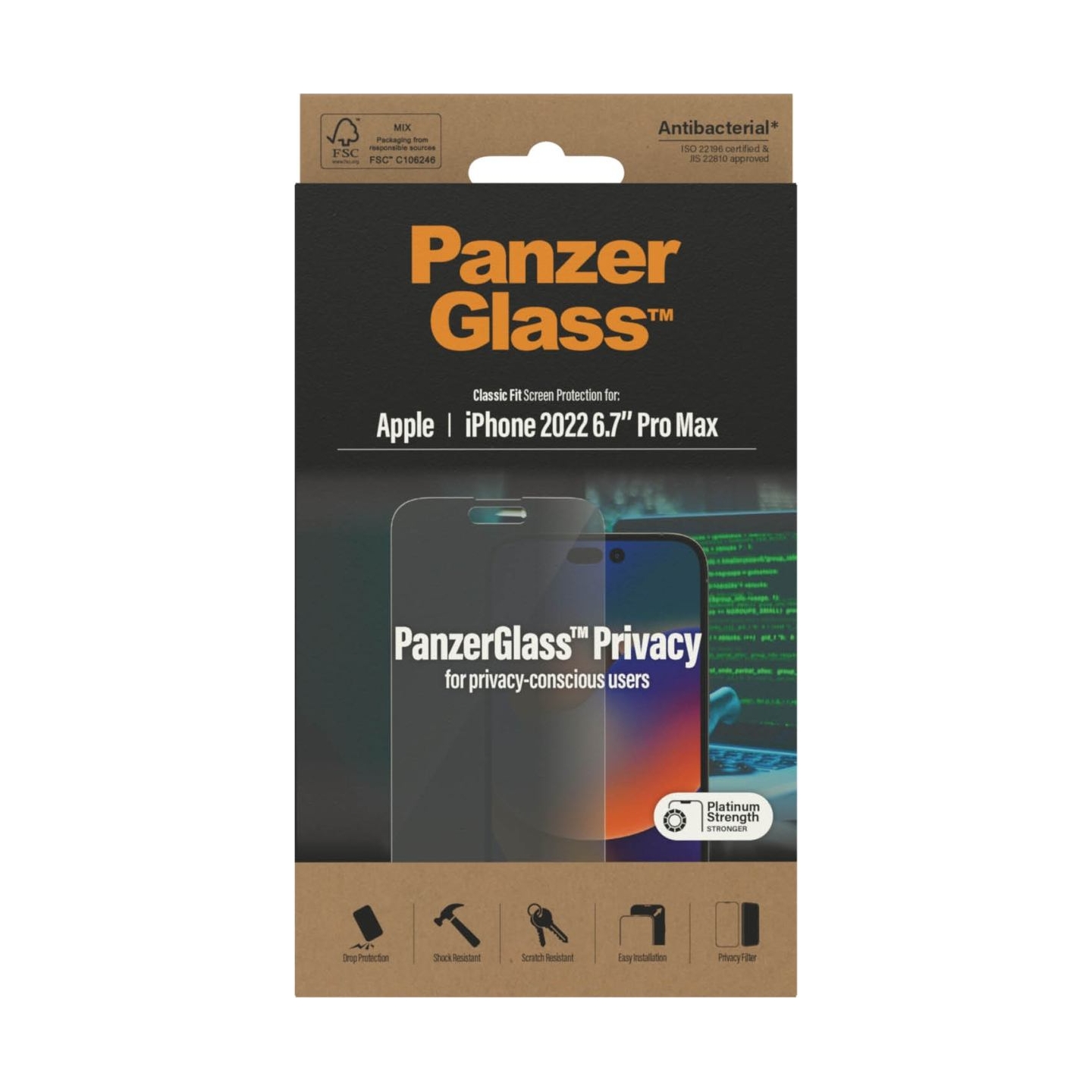 Panzerglass | Screen protector | Apple | iPhone 14 Pro Max | Glass | Black | Classic Fit | Privacy