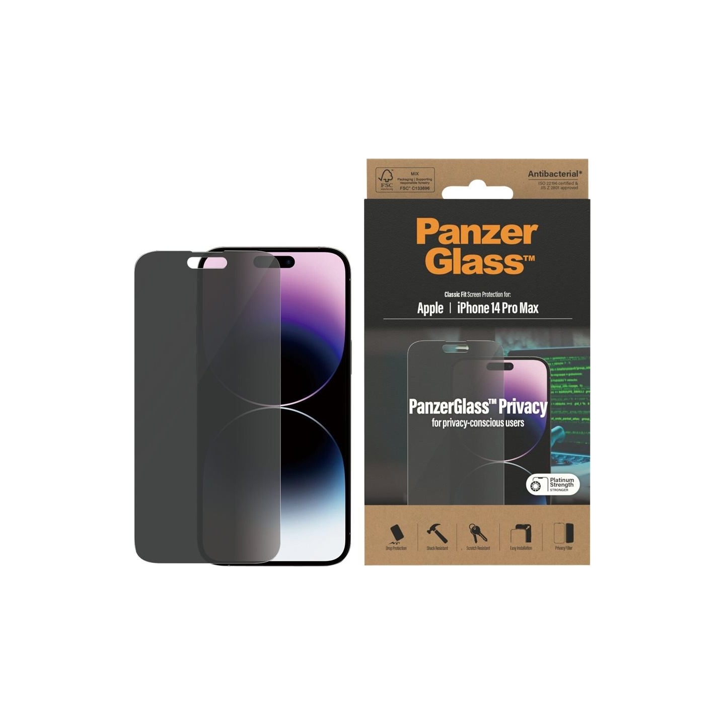 Panzerglass | Screen protector | Apple | iPhone 14 Pro Max | Glass | Black | Classic Fit | Privacy