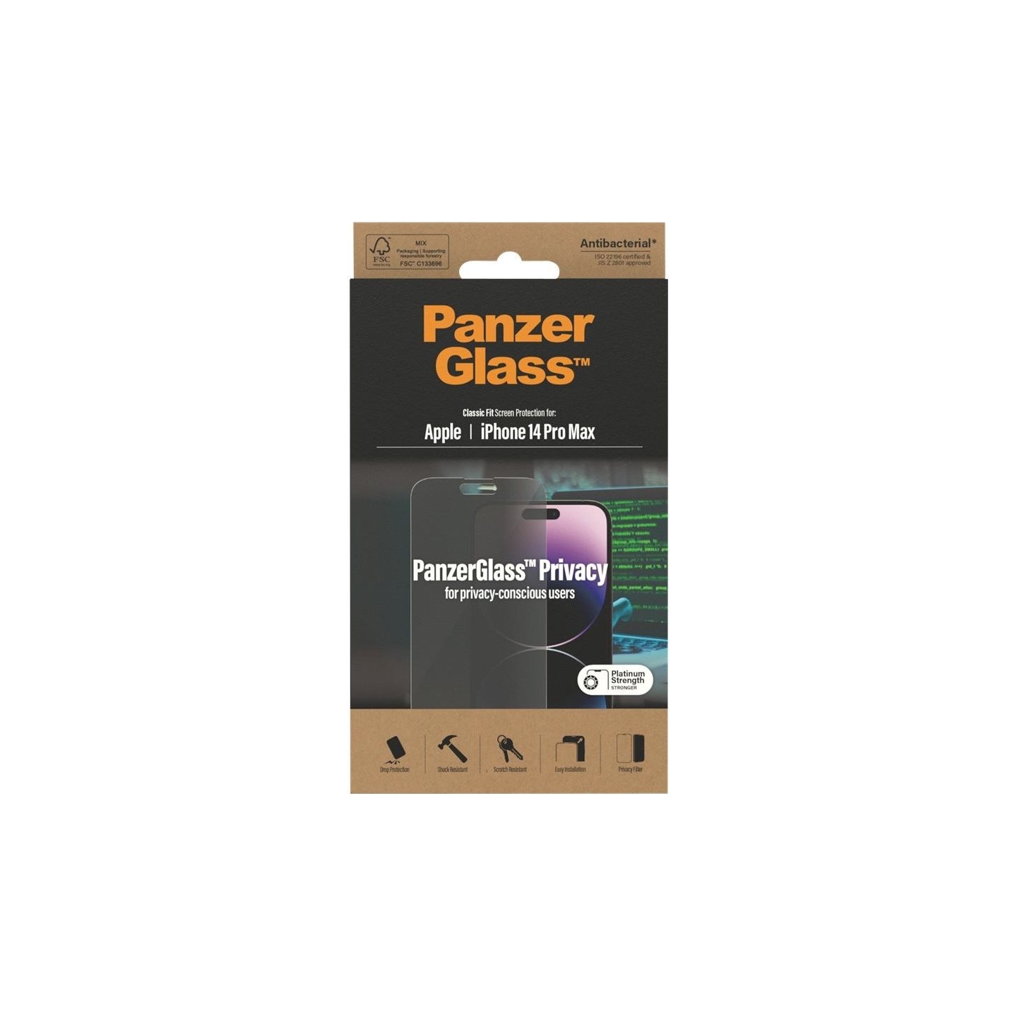 Panzerglass | Screen protector | Apple | iPhone 14 Pro Max | Glass | Black | Classic Fit | Privacy