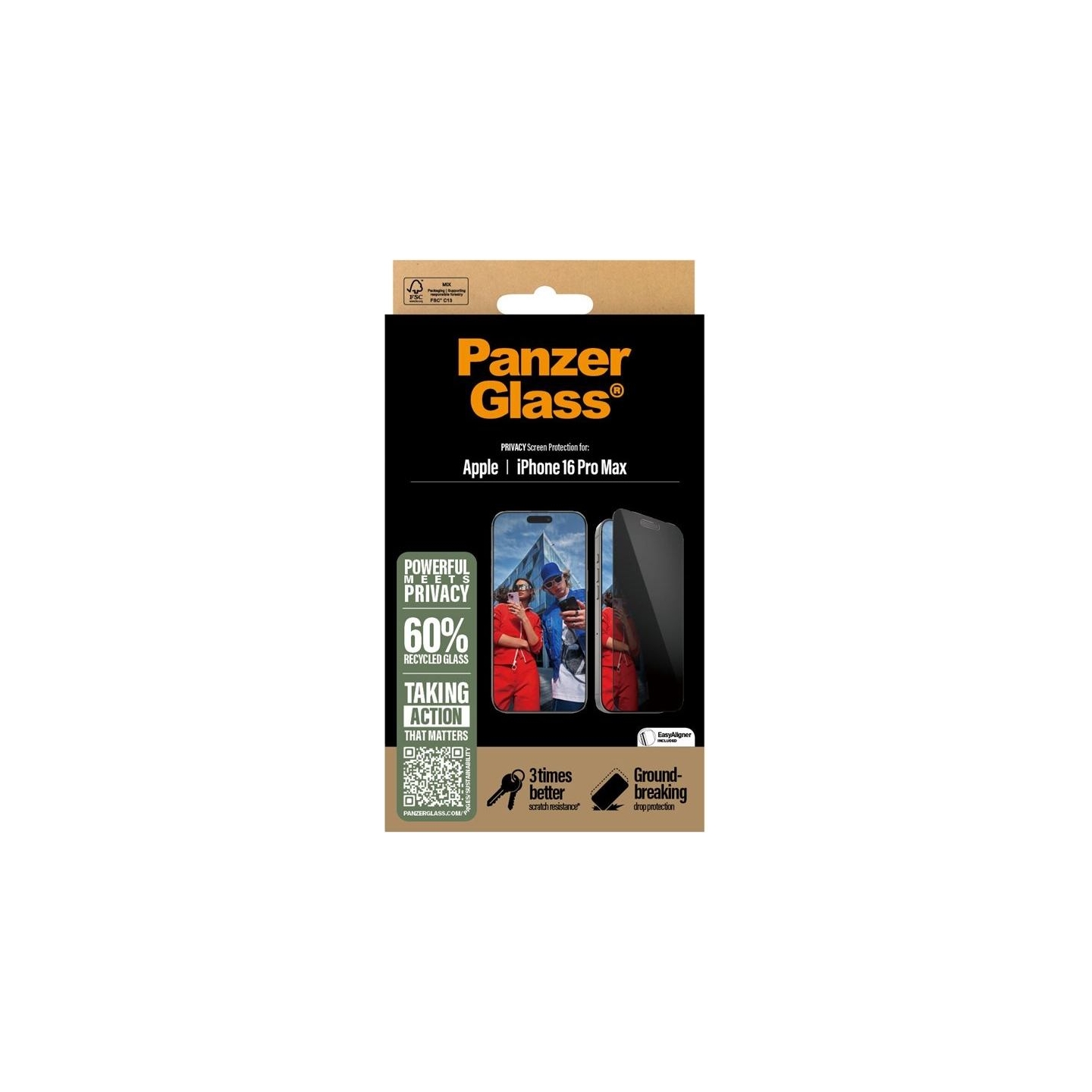 Panzerglass Screen protector | Apple | iPhone 16 Pro Max | Glass | Black | Ultra-Wide Fit