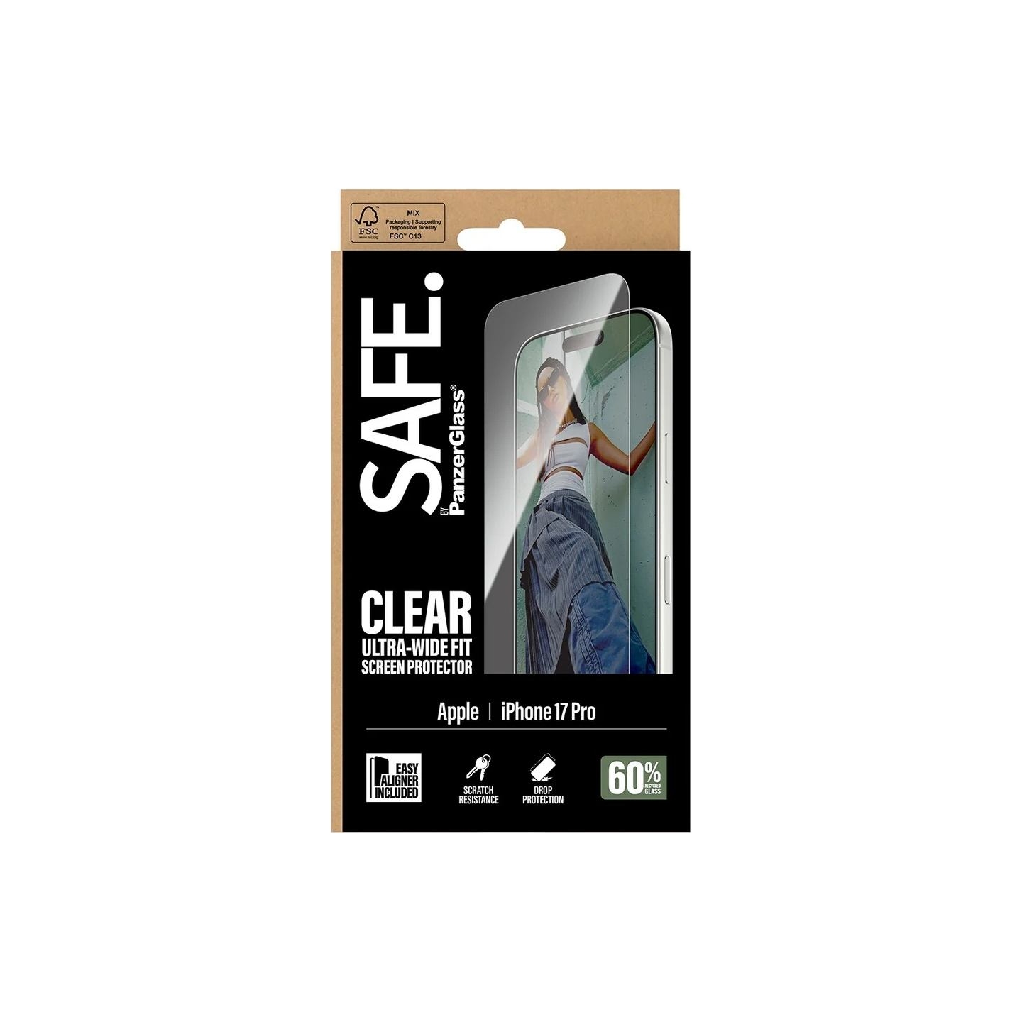 Panzerglass Screen protector | Apple | iPhone 17 Pro | Transparent | Ultra-Wide Fit w. EasyAligner