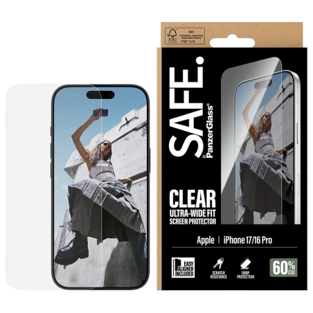 Panzerglass Screen protector | Apple | iPhone 16 Pro/iPhone 17 | Transparent | Ultra-Wide Fit w. EasyAligner