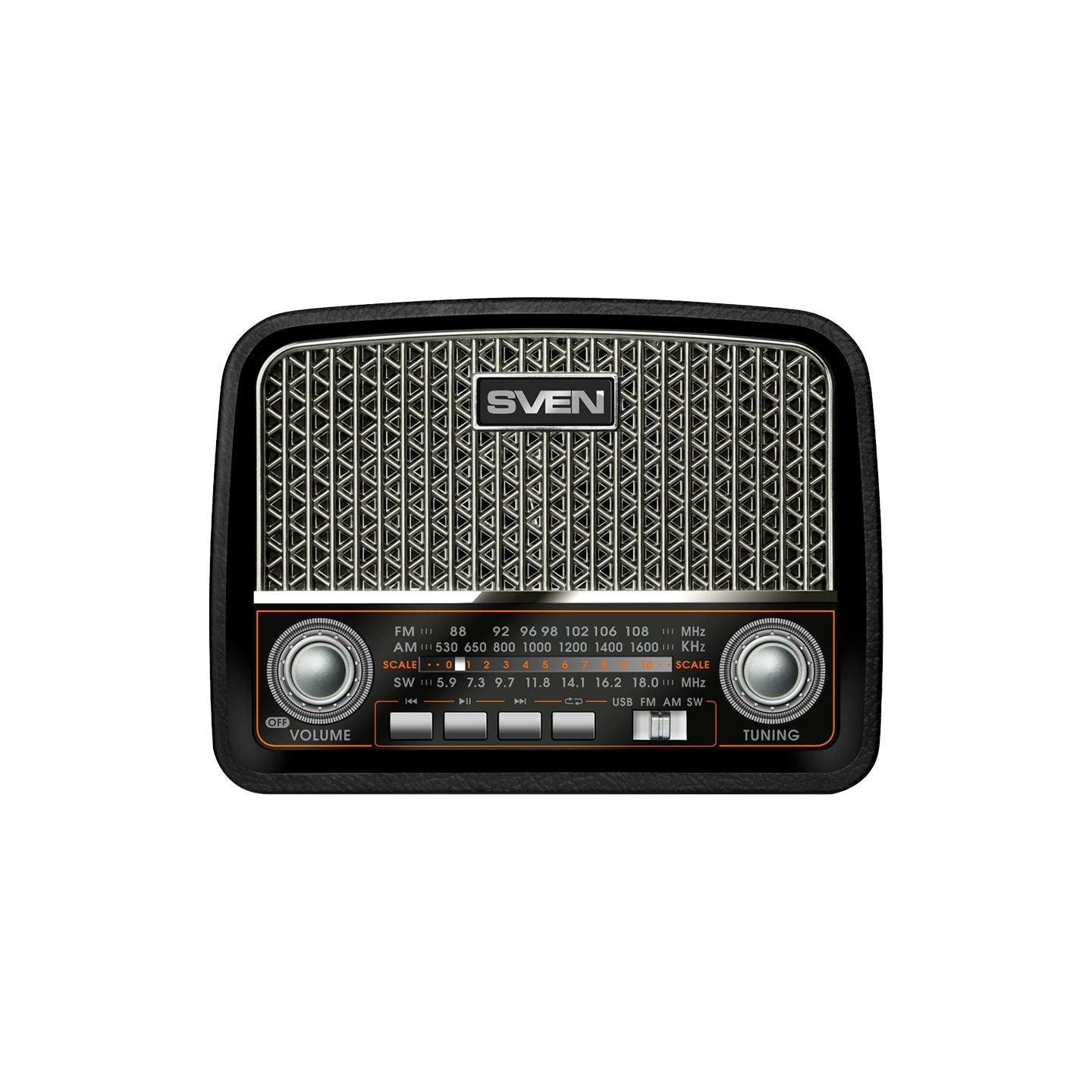 Sven Speaker SVEN SRP-555, black-silver (3W, FM/AM/SW, USB, SD/microSD, battery)