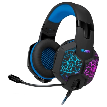 Sven Gaming headphones with microphone SVEN AP-U980MV black-blue (USB, LED, 7.1)