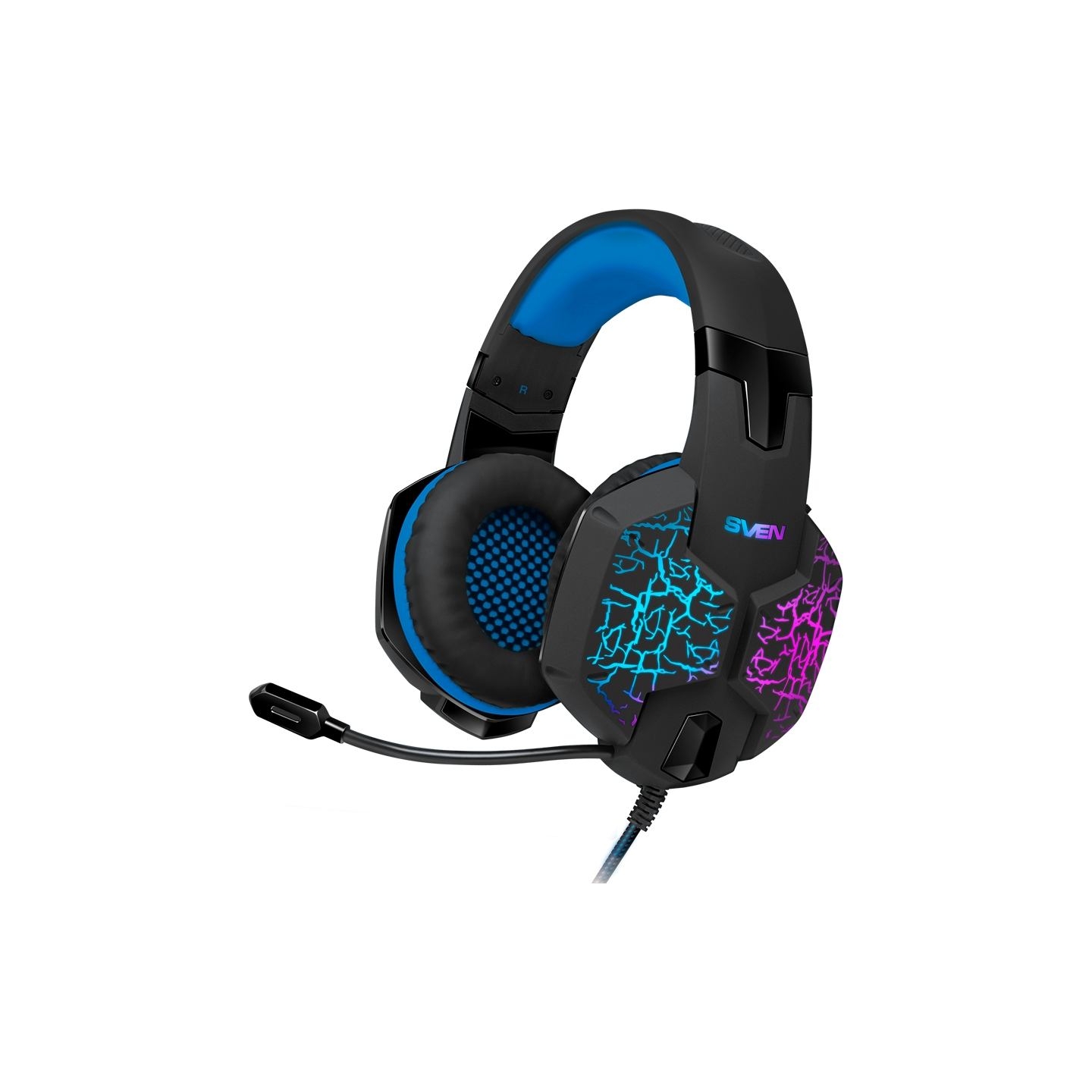 Sven Gaming headphones with microphone SVEN AP-U980MV black-blue (USB, LED, 7.1)