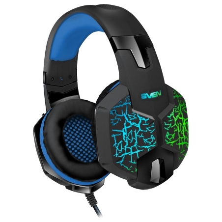 Sven Gaming headphones with microphone SVEN AP-U980MV black-blue (USB, LED, 7.1)