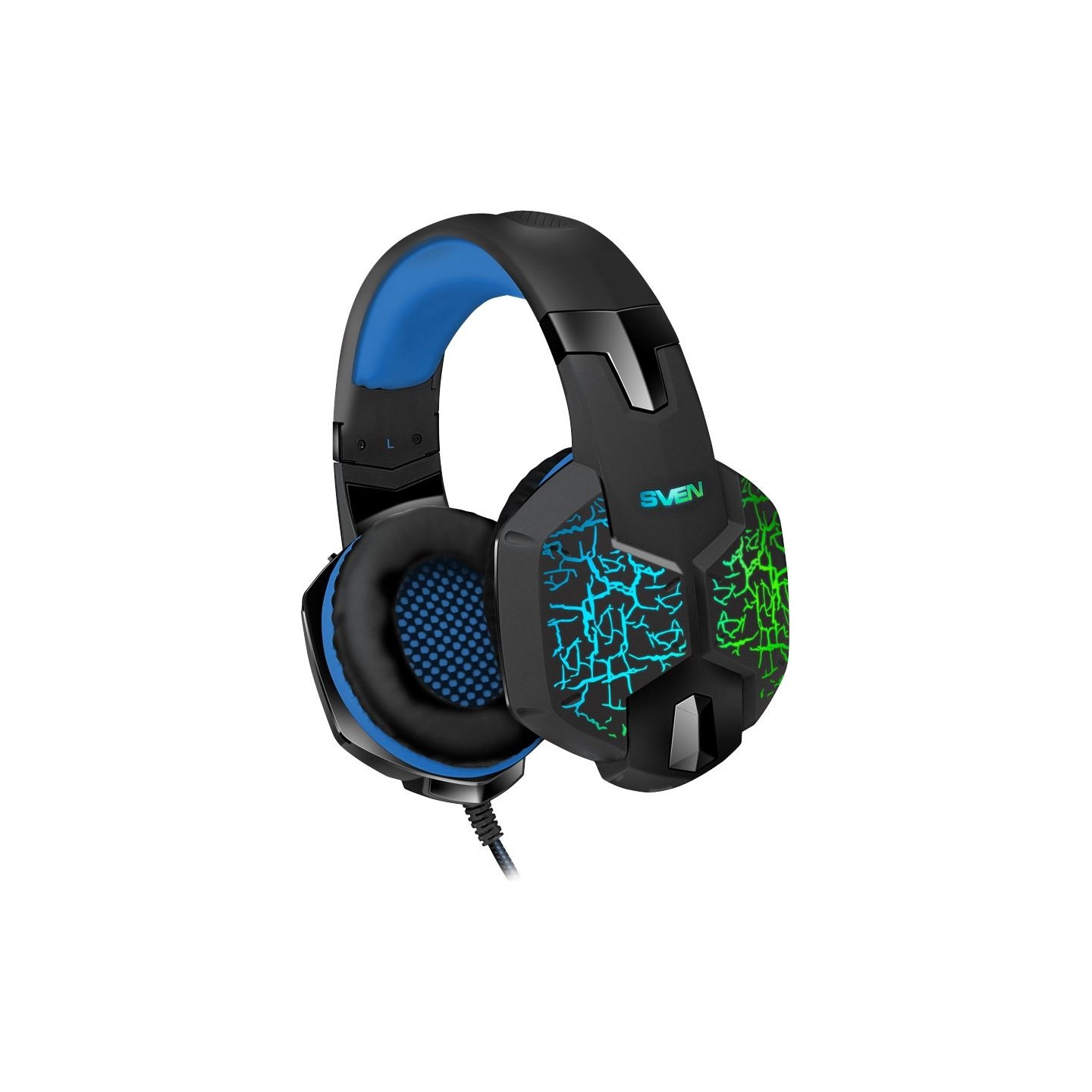 Sven Gaming headphones with microphone SVEN AP-U980MV black-blue (USB, LED, 7.1)