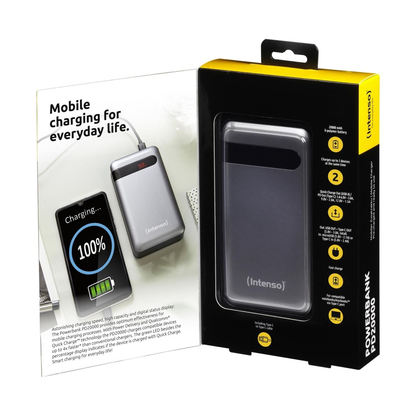 Intenso POWER BANK USB 20000MAH QC3.0/ANTHRACITE PD20000 INTENSO
