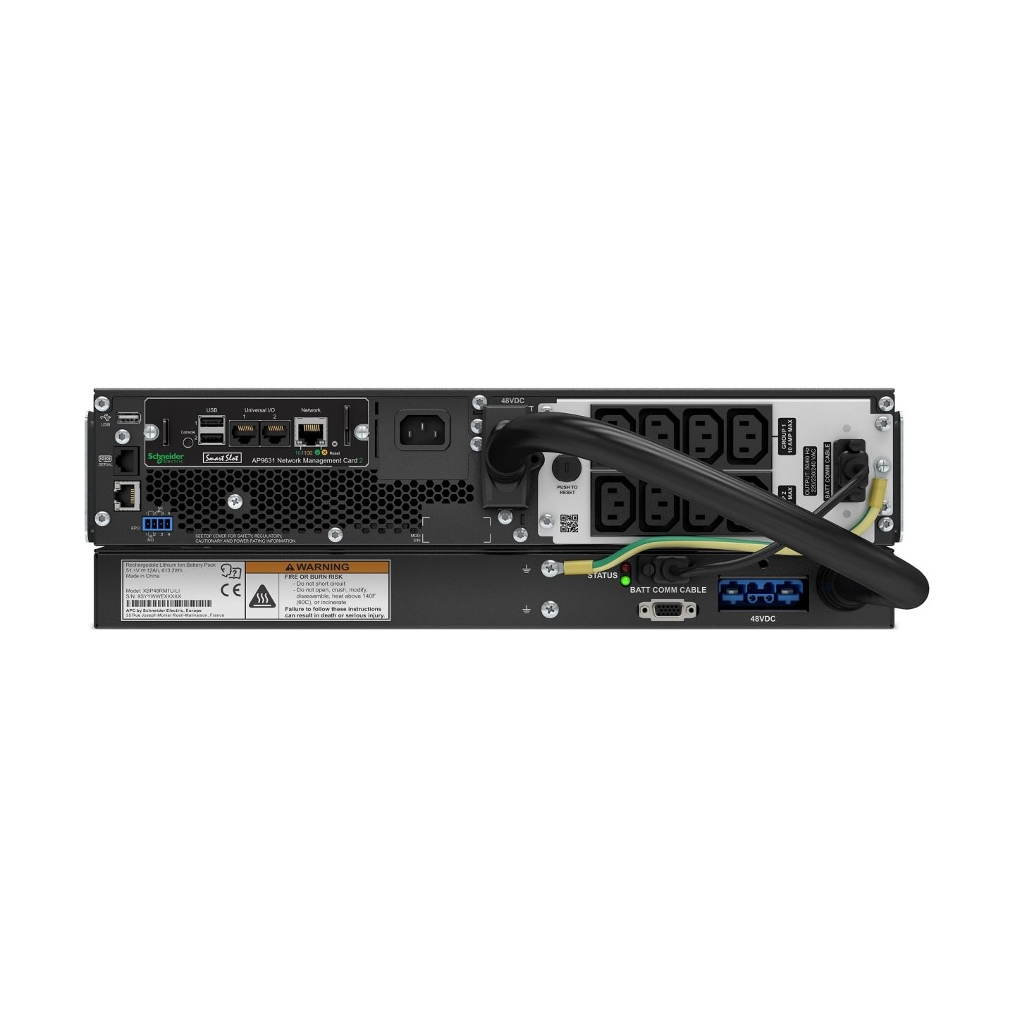 Schneider Electric APC Smart-UPS, Rackmount 3U, 230V, 8x C13 IEC outlets, Lithium-ion | SRTL1500RMXLI-NC | 1500 VA | 1350 W | 23