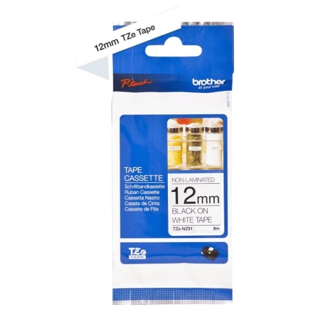 Brother TZEN231 12 BLACK ON WHITE