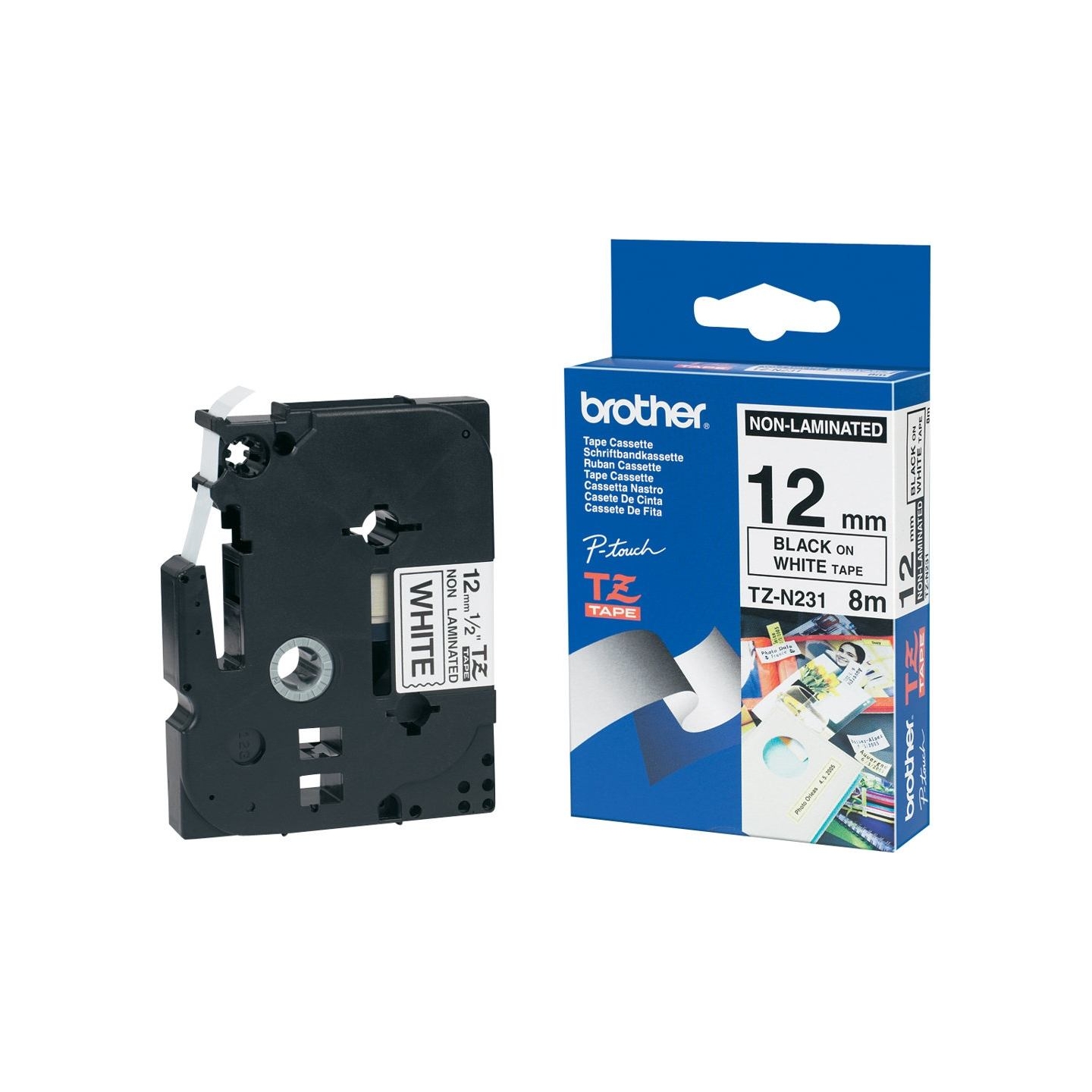 Brother TZEN231 12 BLACK ON WHITE