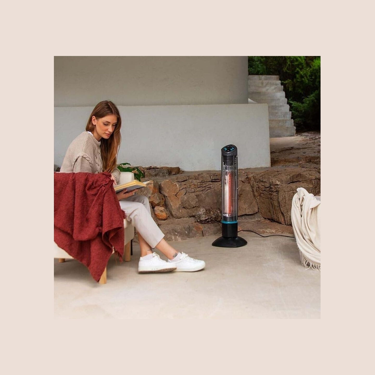 Cecotec ReadyWarm 1000 Power Tower | Halogen Heater | 1000 W | Number of power levels 2 | Black | IP55