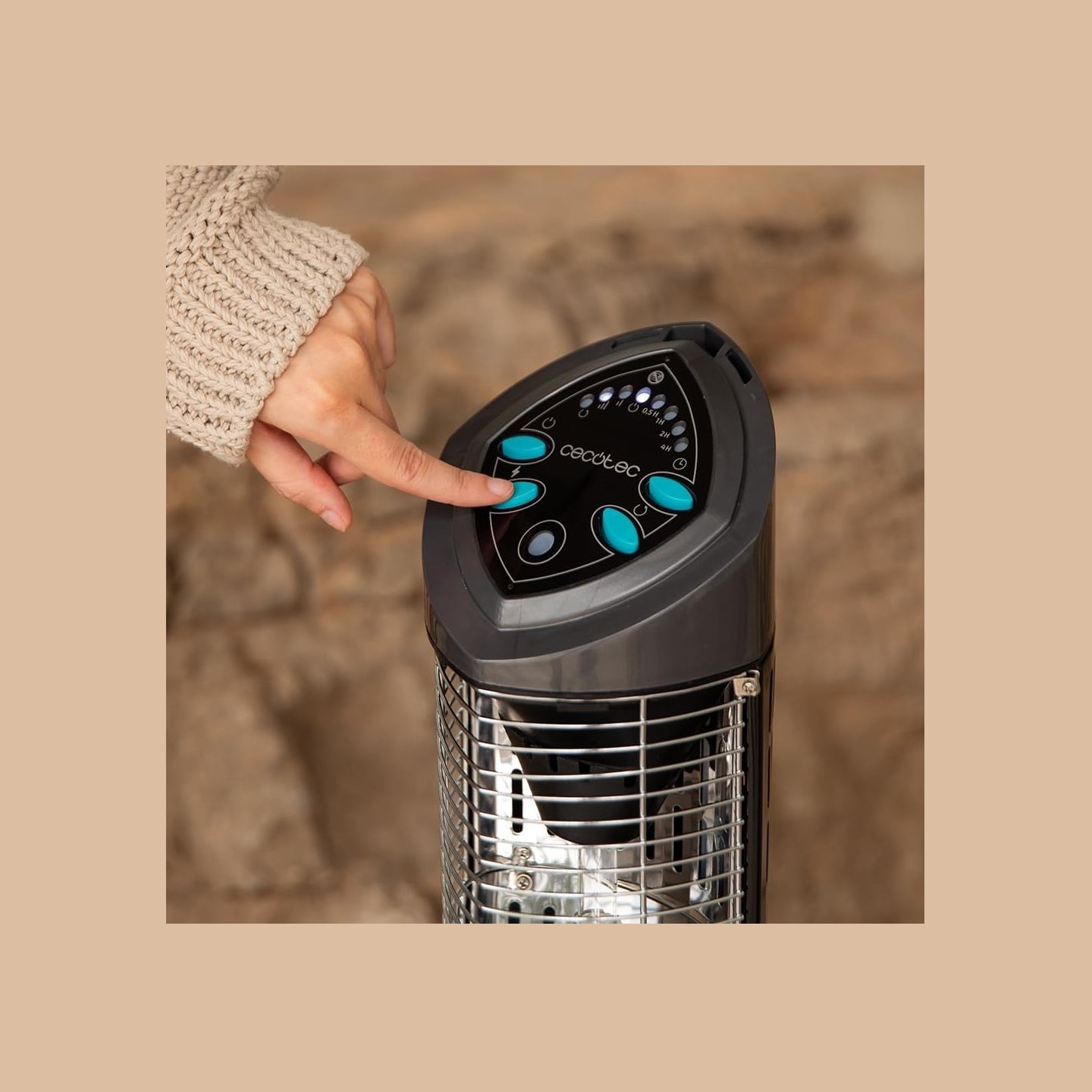 Cecotec ReadyWarm 1000 Power Tower | Halogen Heater | 1000 W | Number of power levels 2 | Black | IP55