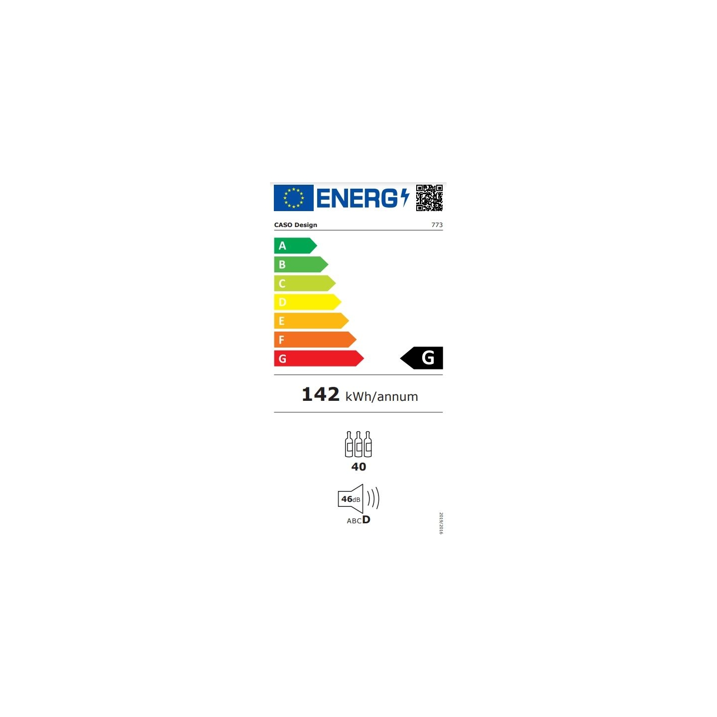 Caso | Wine cooler | WineChef Pro 40 | Energy efficiency class G | Showcase | Free standing | Bottles capacity 40 bottles | Cool
