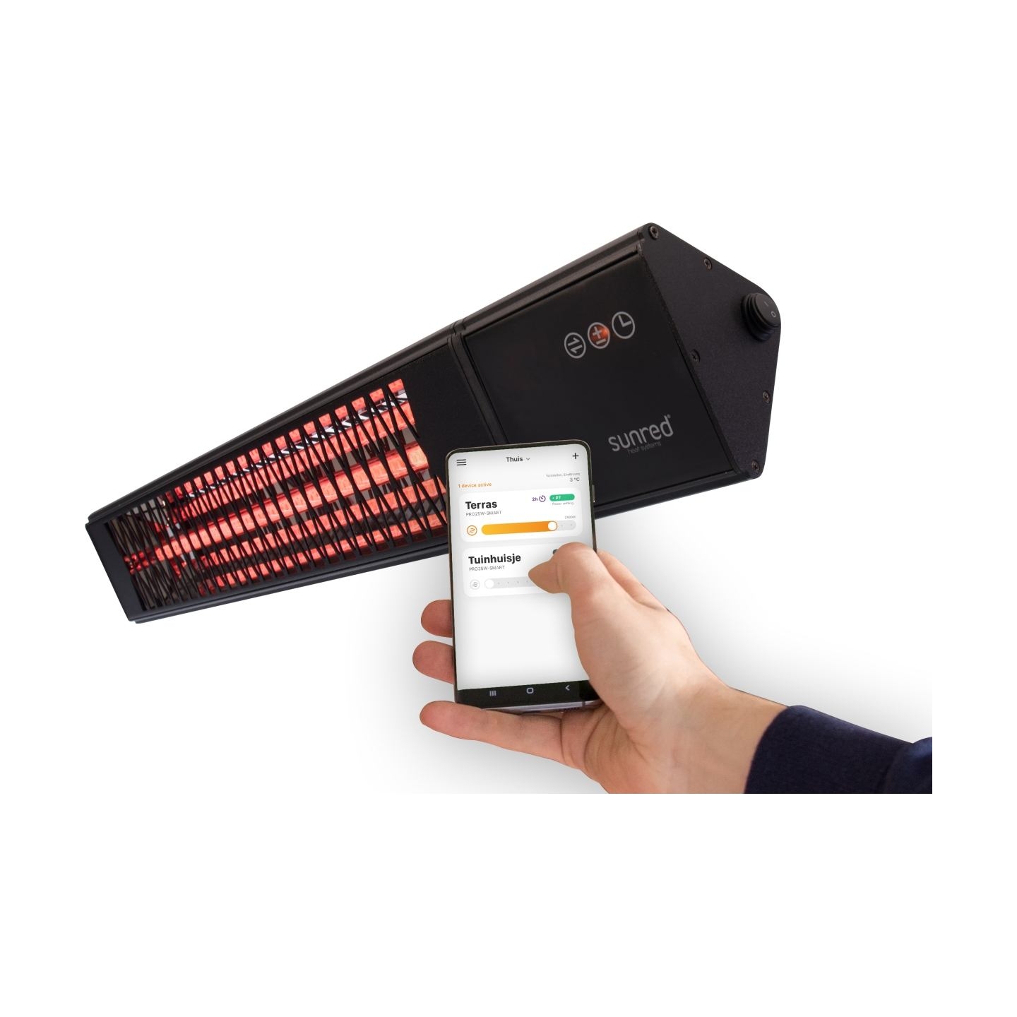 Sunred | Heater | PRO25W-SMART, Triangle Dark Smart Wall | Infrared | 2500 W | Black | IP55