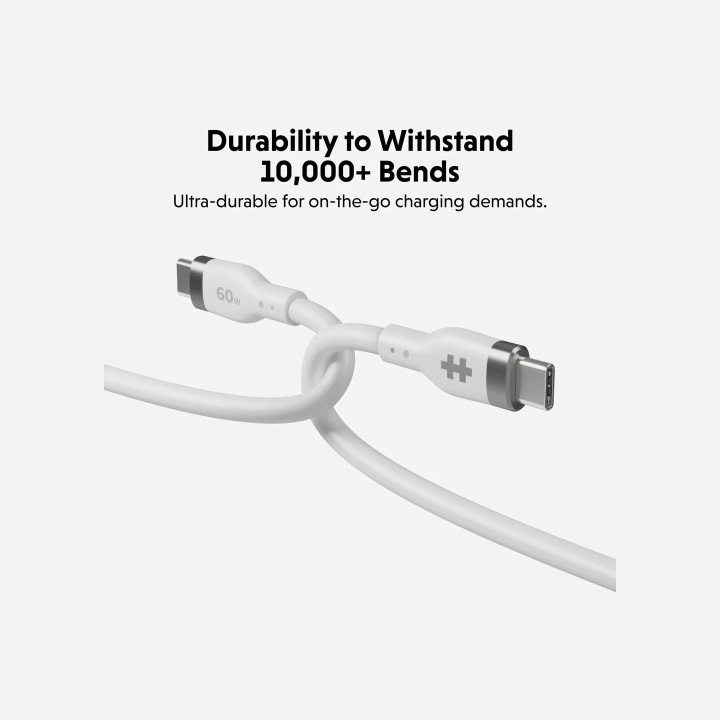 Hyper | HyperJuice USB-C Silicone Charging Cable, 1.5 m, White | HJ4011WHGL