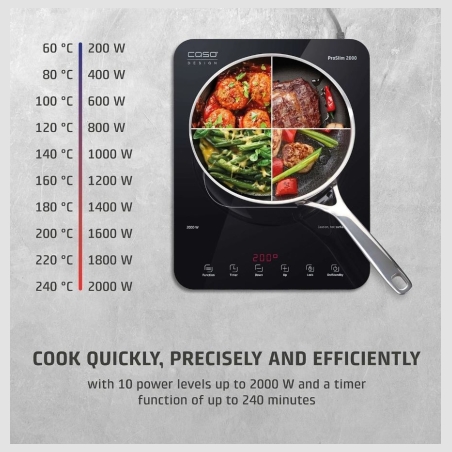 Caso Mobile Single Hob | ProSlim 2000 | Induction | Number of burners/cooking zones 1 | Touch | Timer | Black