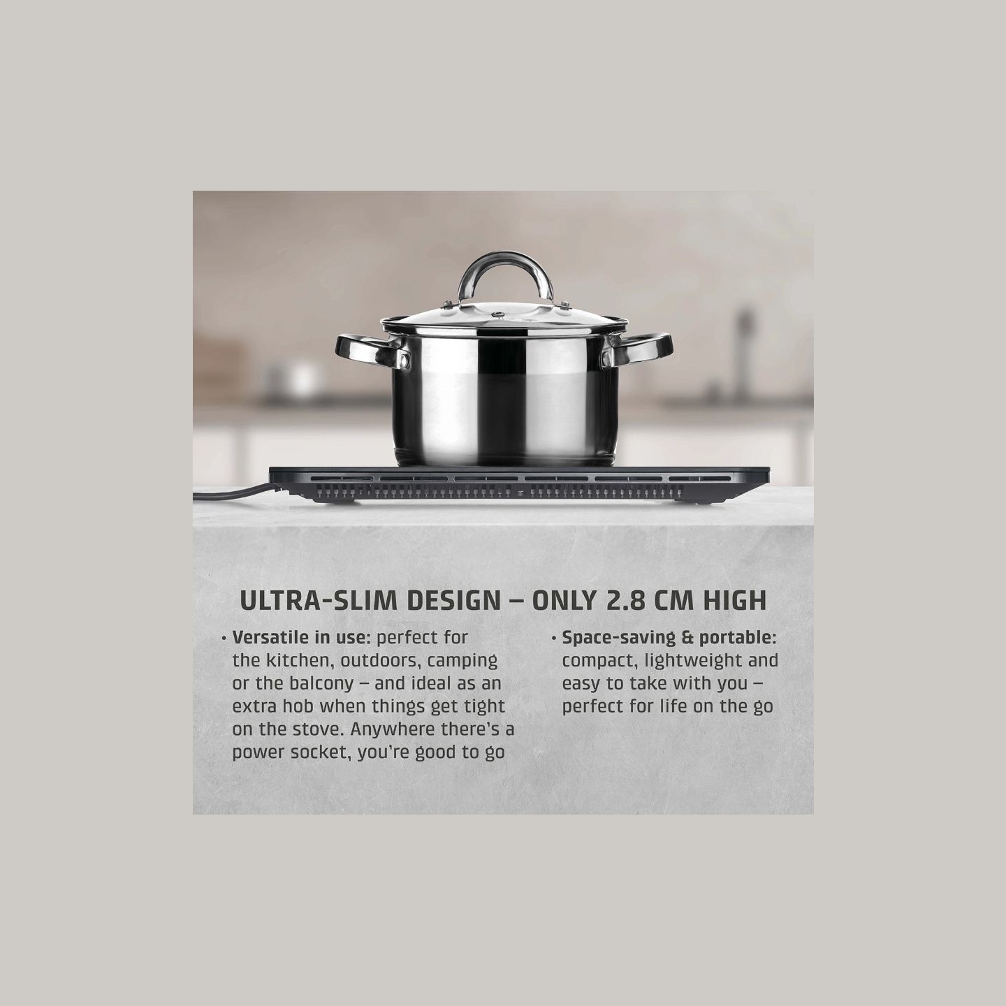 Caso Mobile Single Hob | ProSlim 2000 | Induction | Number of burners/cooking zones 1 | Touch | Timer | Black