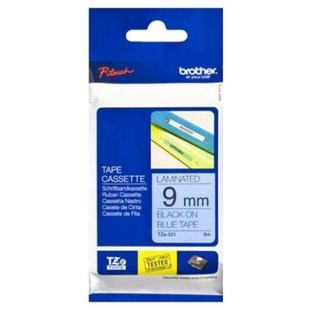Brother TZ521 9 BLACK ON BLUE