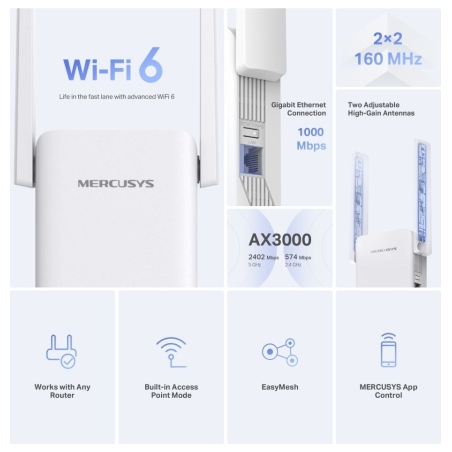 Mercusys WRL RANGE EXTENDER 3000MBPS/ME80X MERCUSYS