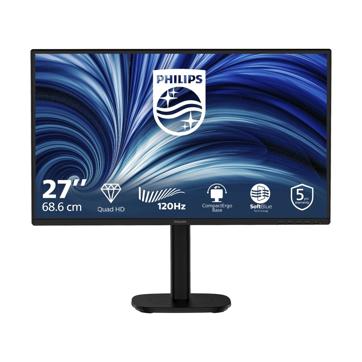 Philips 27B2N3500/00 | 27 " | IPS | QHD | 16:9 | 120 Hz | 2560 x 1440 pixels | HDMI ports quantity 2 | Black
